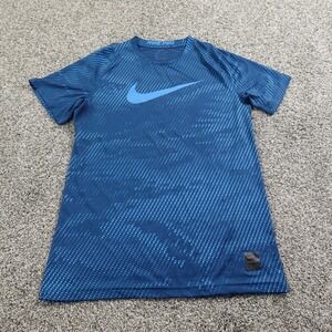 Nike Shirt Womens XL Blue Center Swoosh Pro Drifit Performance Athletic Stretch